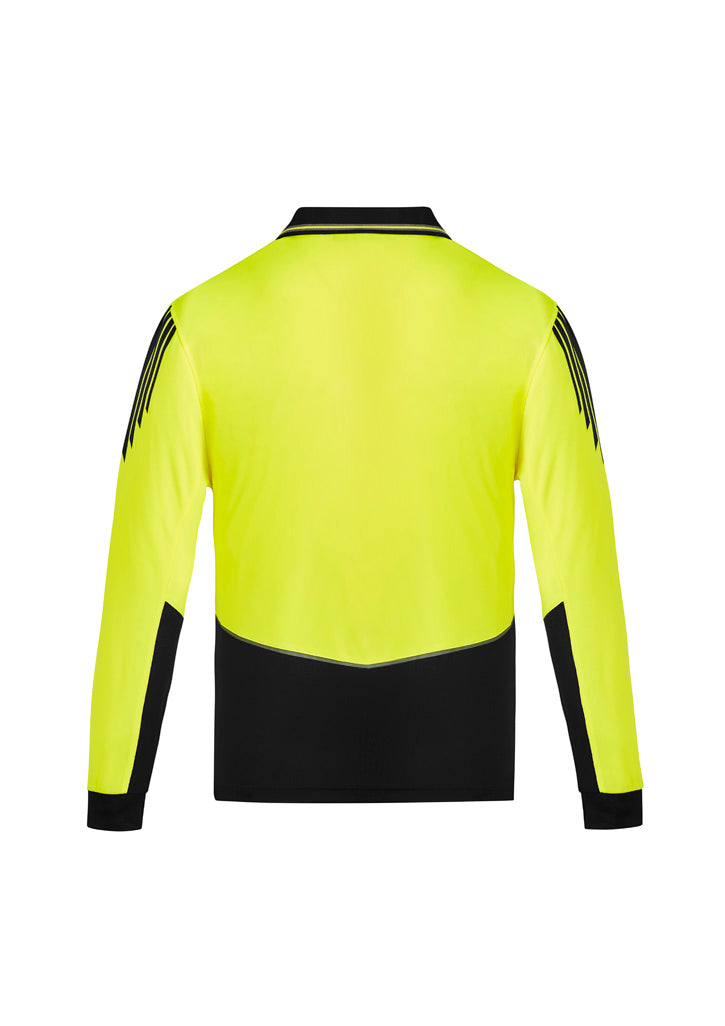 Syzmik Men's Hi Vis Flux Long Sleeve Polo - Yellow/Black