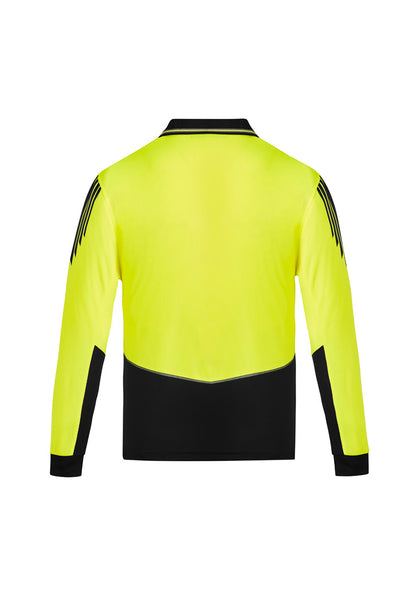 Syzmik Men's Hi Vis Flux Long Sleeve Polo - Yellow/Black