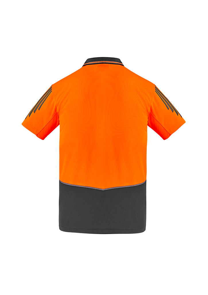 Syzmik Men's Hi Vis Flux Short Sleeve Polo - Orange/Charcoal
