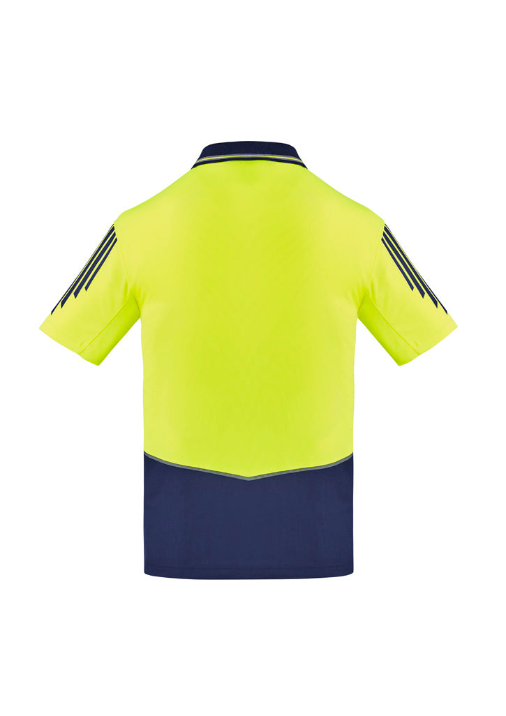Syzmik Men's Hi Vis Flux Short Sleeve Polo - Yellow/Navy