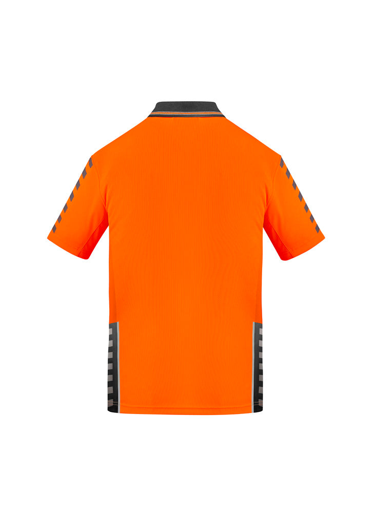 Syzmik Men's Hi Vis Komodo Short Sleeve Polo - Orange/Charcoal