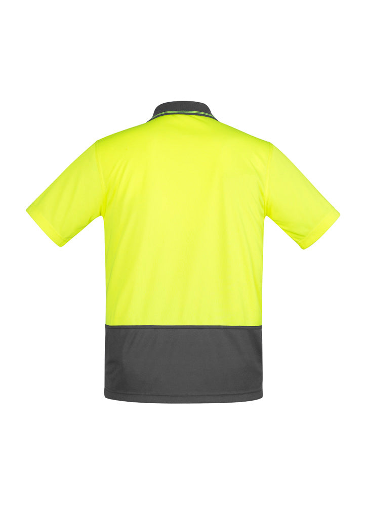 Syzmik Men's Hi Vis Comfort Back Short Sleeve Polo - Yellow/Charcoal