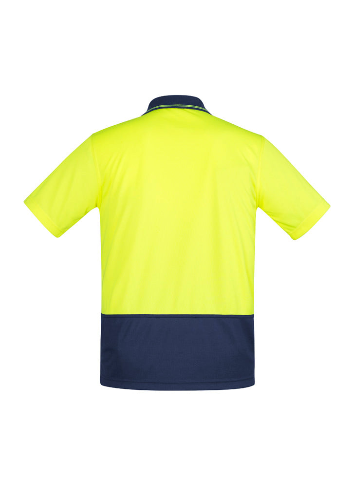 Syzmik Men's Hi Vis Comfort Back Short Sleeve Polo - Yellow/Navy