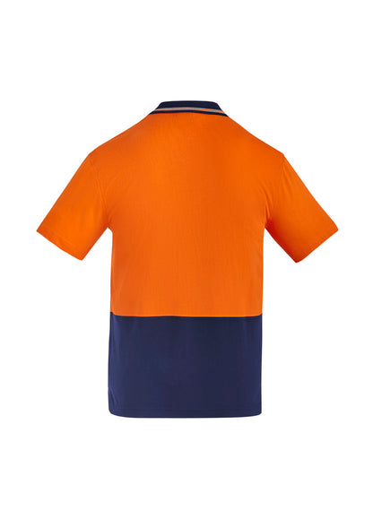 Syzmik Men's Hi Vis Cotton Short Sleeve Polo - Orange/Navy