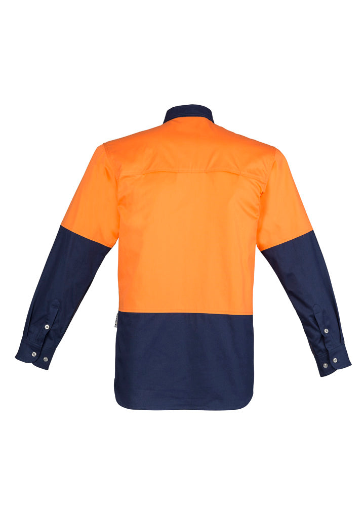 Syzmik Men's Industrial Long Sleeve Shirt - Orange/Navy