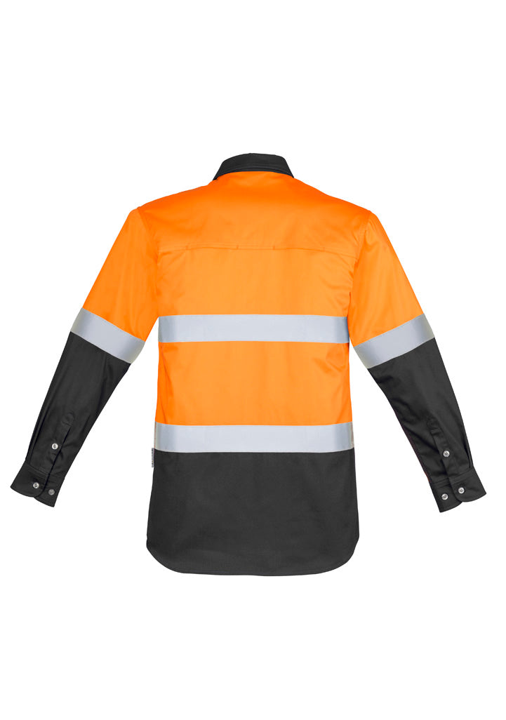 Syzmik Men's Industrial Long Sleeve Shirt - Hoop Taped - Orange/Charcoal