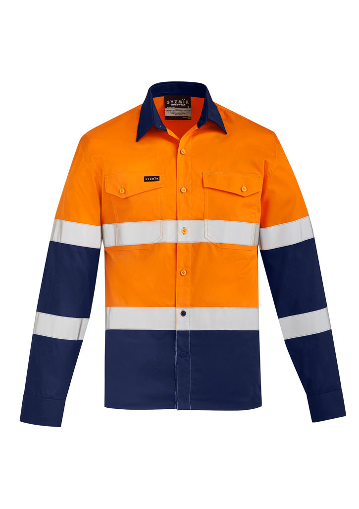 Syzmik Men's Lightweight Bio Motion Long Sleeve Shirt - Orange/Navy