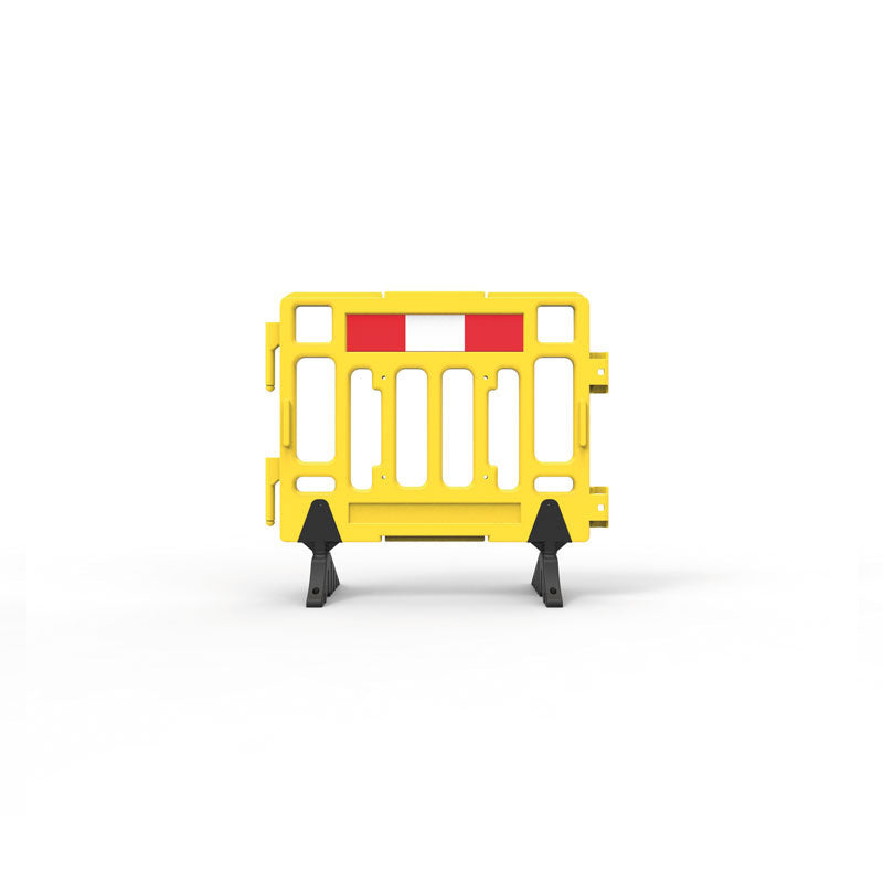 Plastic Fence Barrier with Rubber Foot 1100 x 1000mm - Hi-vis Yellow with Reflective Panels
