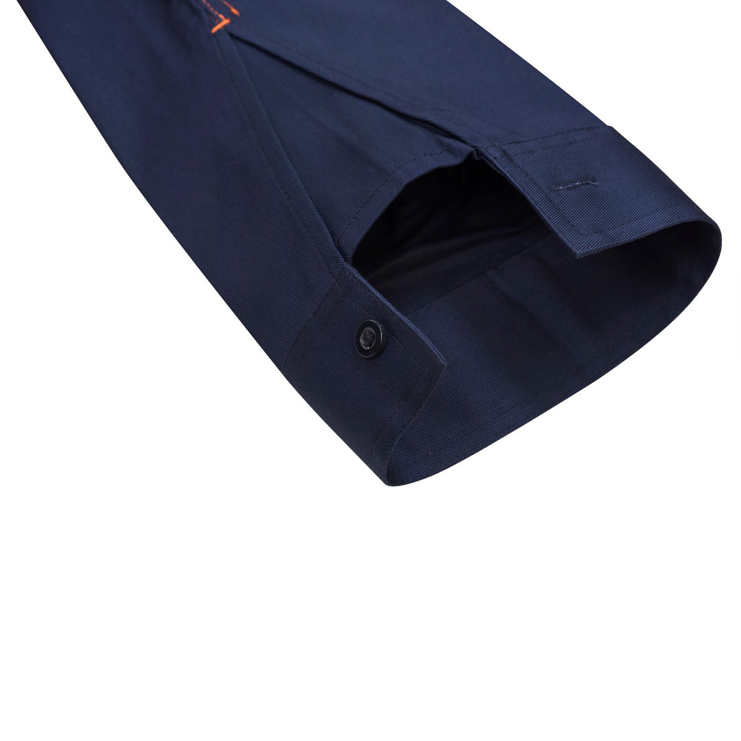 Workcraft WS6033 Mens Hi Vis Closed Front Cotton Drill Reflective Shirt With Semi Gusset Sleeves in Orange/Navy, Yellow/Navy