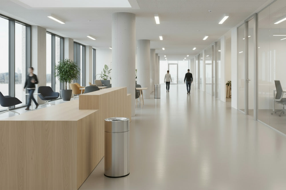 Indoor Waste Bin - Free Standing Round 50lt - Stainless Steel
