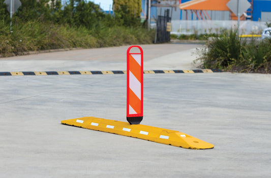 Traffic Lane Separator Flat Hazard Panel with RED WHITE Sticker