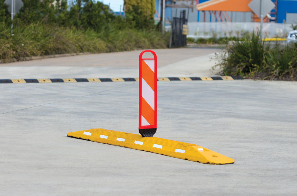 Traffic Lane Separator Flat Hazard Panel with RED WHITE Sticker