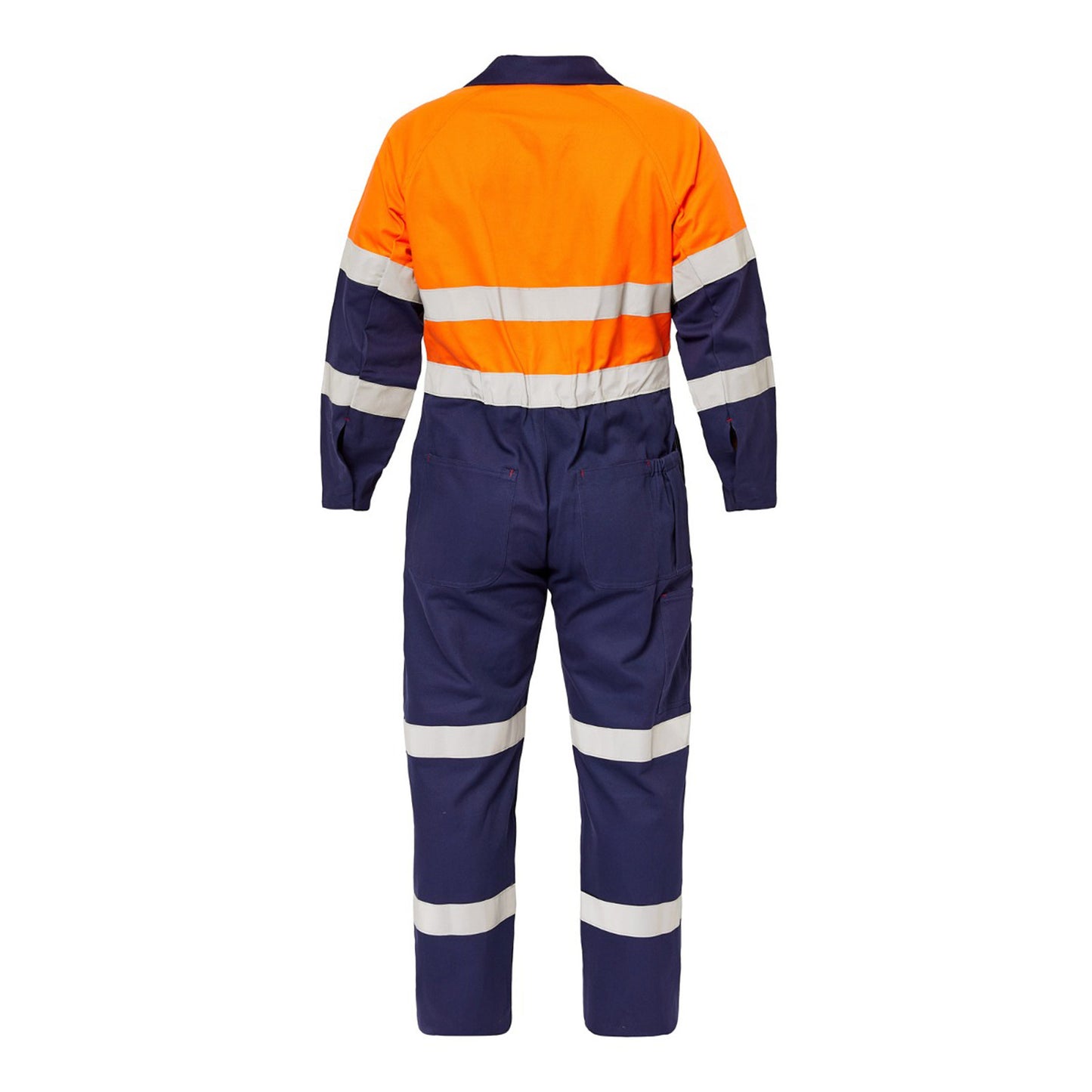 Workcraft WC3063 Mens Hi Vis Two Tone Cotton Drill Coveralls With Industrial Laundry Reflective Tape in Orange/Navy