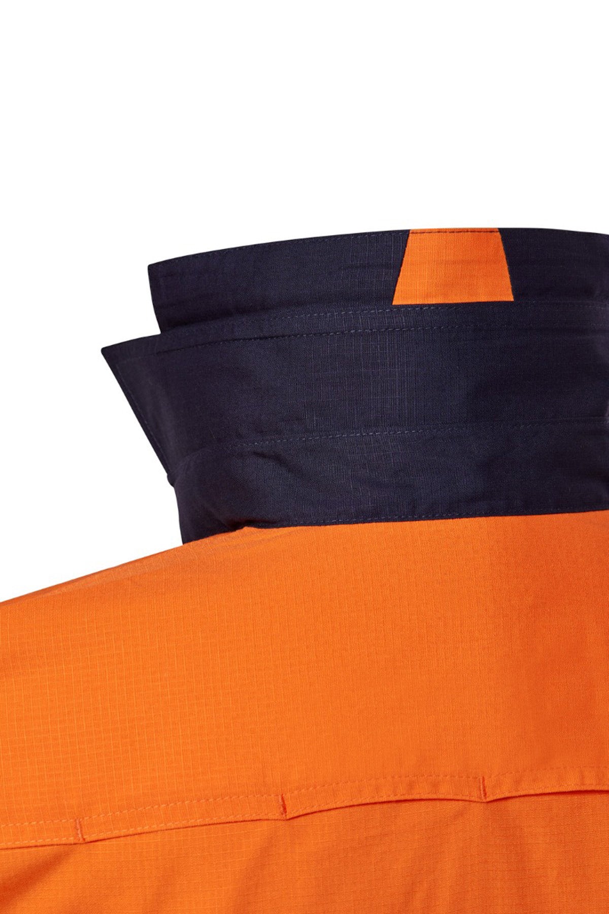 Workcraft WS6066 Mens Hi Vis Long Sleeve Vented Ripstop Shirt in Orange/Navy
